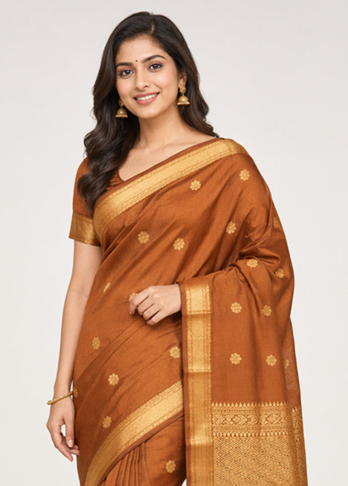 Maroon Kanjivaram Silk Saree With Blouse Piece