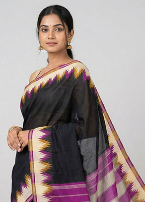 Black Kanjivaram Silk Saree With Blouse Piece