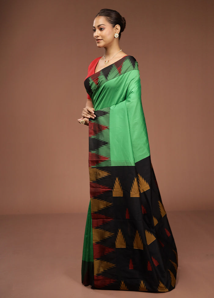 Green Kanjivaram Silk Saree With Blouse Piece