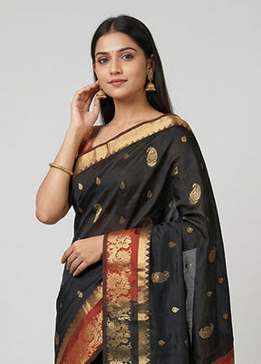 Black Kanjivaram Silk Saree With Blouse Piece