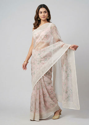 Multicolor Organza Saree With Blouse Piece