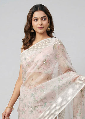 Multicolor Organza Saree With Blouse Piece