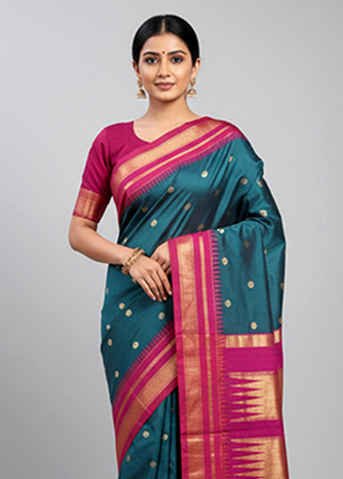 Green Kanjivaram Silk Saree With Blouse Piece