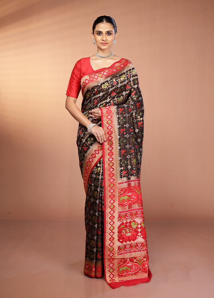 Black Dupion Silk Saree With Blouse Piece