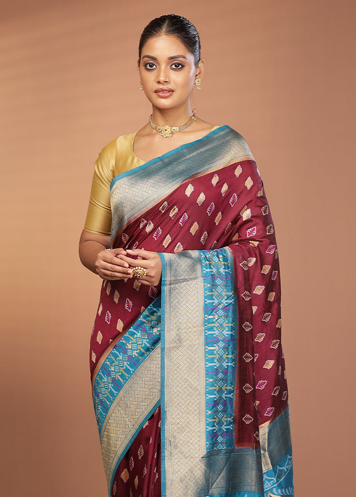 Purple Dupion Silk Saree With Blouse Piece