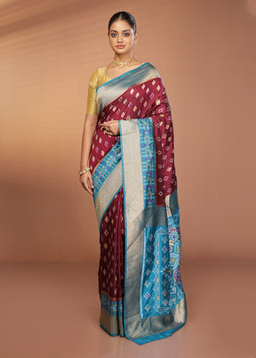 Purple Dupion Silk Saree With Blouse Piece