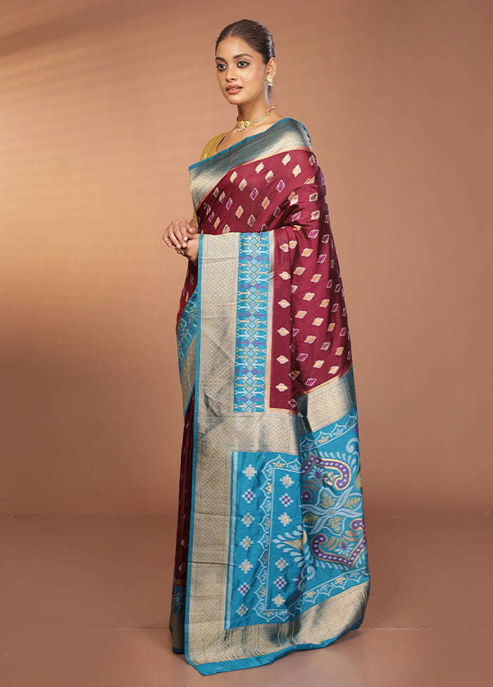 Purple Dupion Silk Saree With Blouse Piece