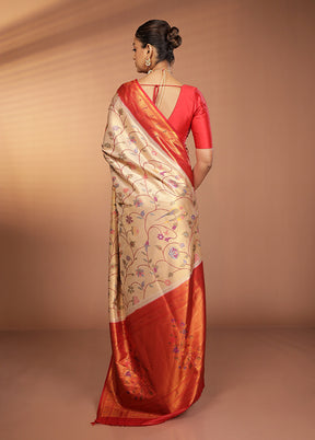 Pink Dupion Silk Saree With Blouse Piece