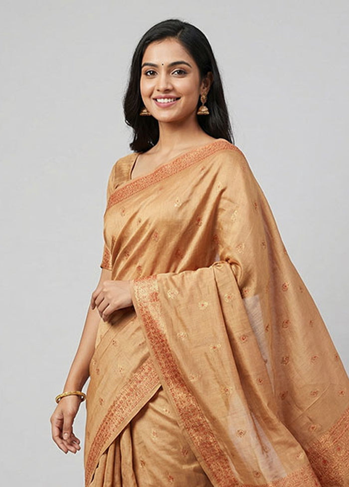 Pink Assam Silk Saree With Blouse Piece