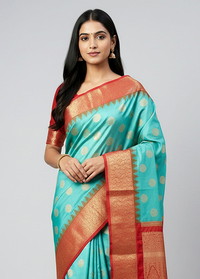Green Handloom Kanchipuram Pure Silk Saree With Blouse Piece