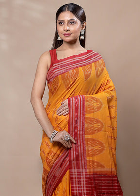 Yellow Cotton Saree Without Blouse Piece