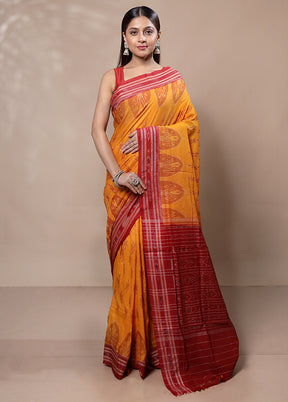 Yellow Cotton Saree Without Blouse Piece