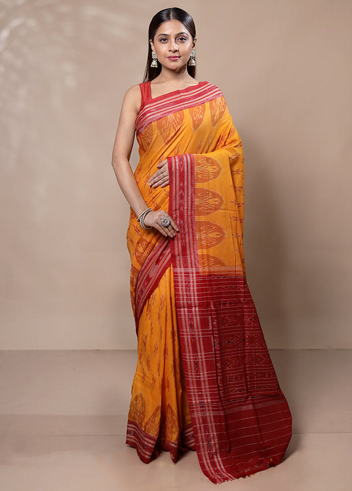 Yellow Cotton Saree Without Blouse Piece