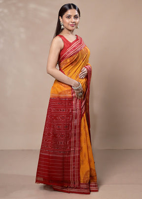 Yellow Cotton Saree Without Blouse Piece