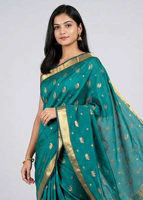 Green Kanjivaram Silk Saree With Blouse Piece