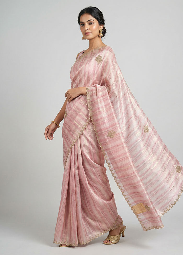 Pink Georgette Saree With Blouse Piece
