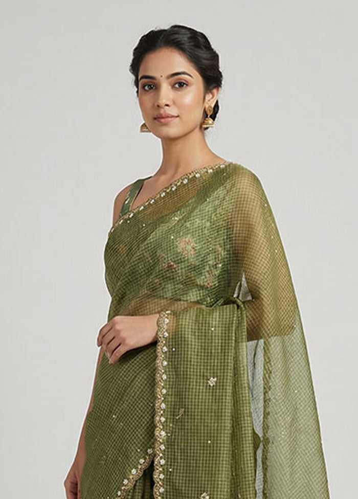 Blue Georgette Saree With Blouse Piece