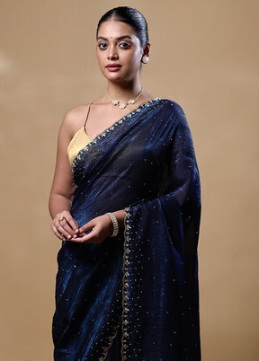 Blue Silk Saree With Blouse Piece