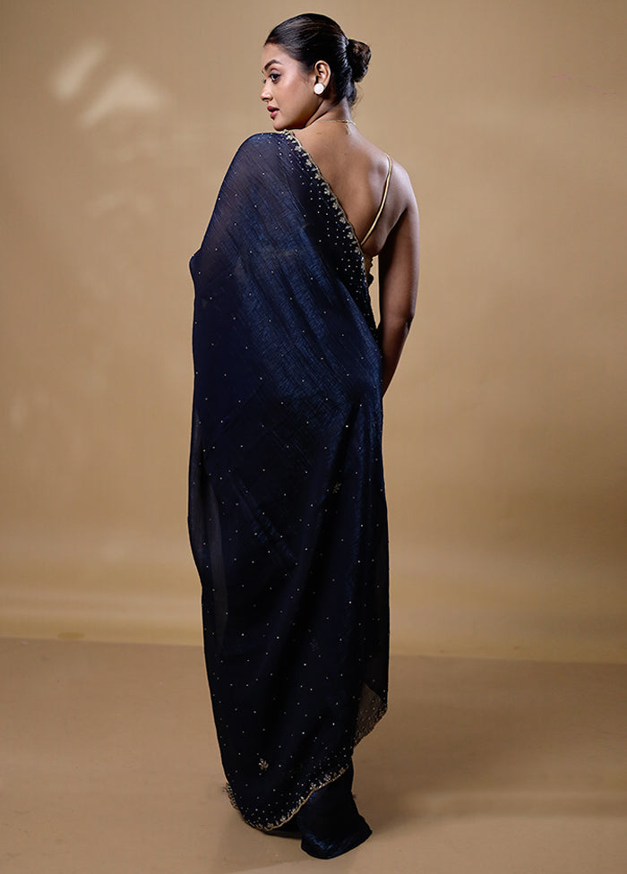 Blue Silk Saree With Blouse Piece