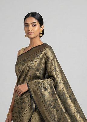 Black Dupion Silk Saree With Blouse Piece