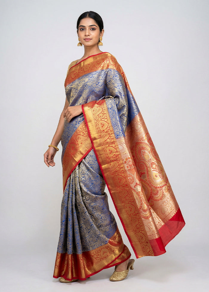 Pink Handloom Kanchipuram Pure Silk Saree With Blouse Piece