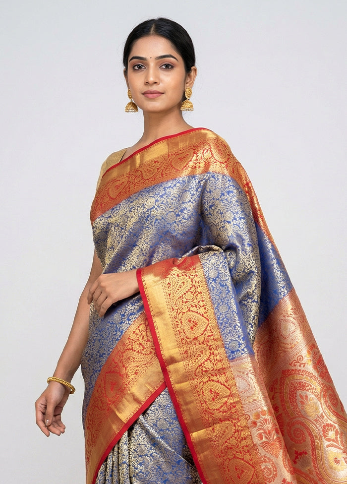 Pink Handloom Kanchipuram Pure Silk Saree With Blouse Piece