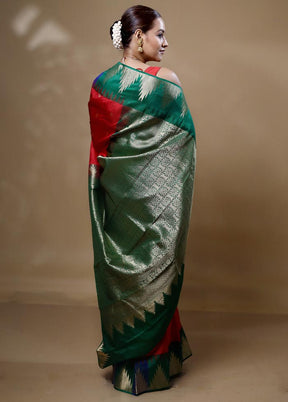 Red Handloom Kanchipuram Pure Silk Saree With Blouse Piece