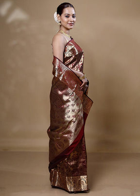 Golden Handloom Kanjivaram Pure Silk Saree With Blouse Piece