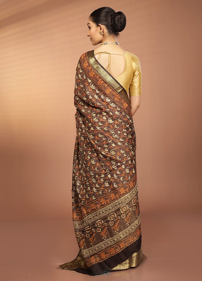 Green Chanderi Silk Saree With Blouse Piece