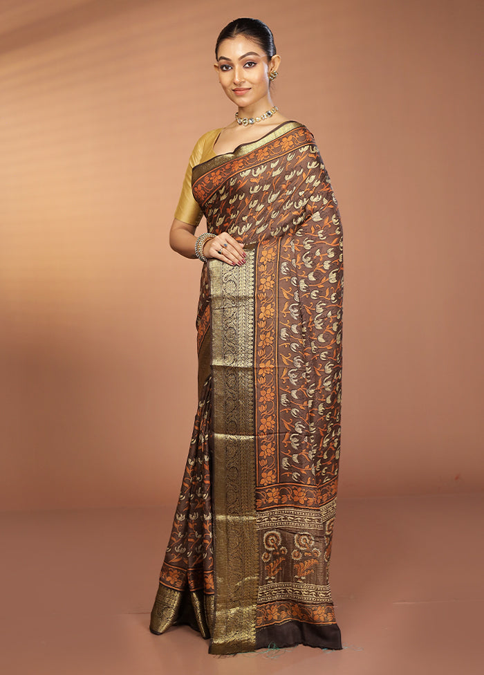 Green Chanderi Silk Saree With Blouse Piece
