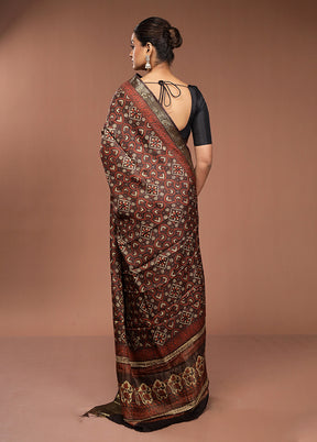 Green Chanderi Cotton Saree With Blouse Piece