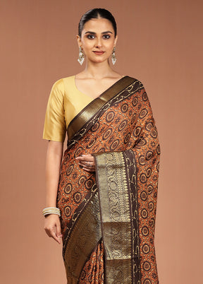 Red Chanderi Cotton Saree With Blouse Piece