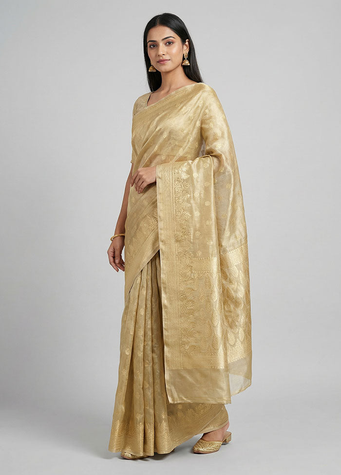Gold Tissue Silk Saree With Blouse Piece