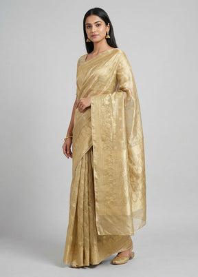 Gold Tissue Silk Saree With Blouse Piece
