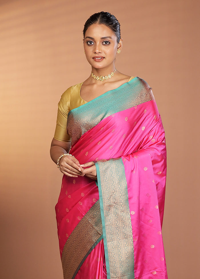Pink Dupion Silk Saree With Blouse Piece