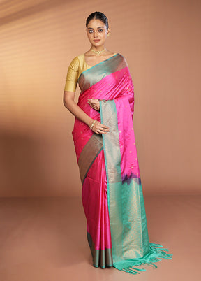 Pink Dupion Silk Saree With Blouse Piece