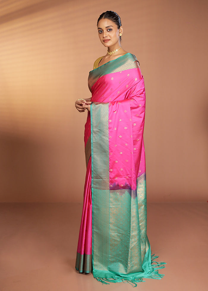 Pink Dupion Silk Saree With Blouse Piece
