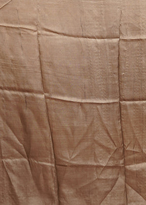 Cream Handloom Tussar Pure Silk Saree With Blouse Piece