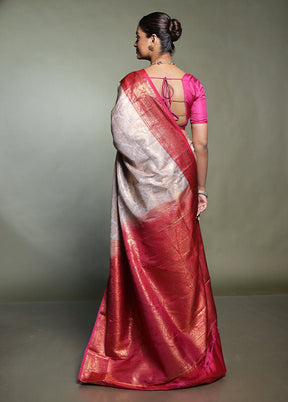 Grey Kanjivaram Silk Saree With Blouse Piece