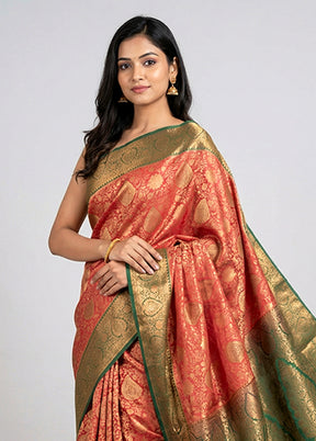 Maroon Kanjivaram Silk Saree With Blouse Piece