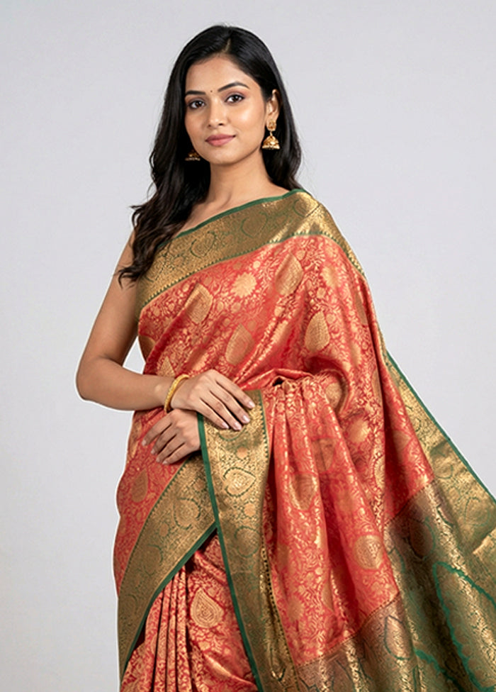 Maroon Kanjivaram Silk Saree With Blouse Piece