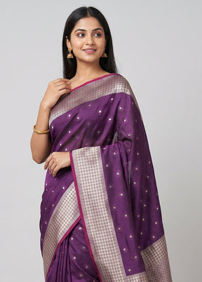 Purple Katan Silk Saree With Blouse Piece