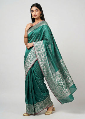 Blue Katan Silk Saree With Blouse Piece