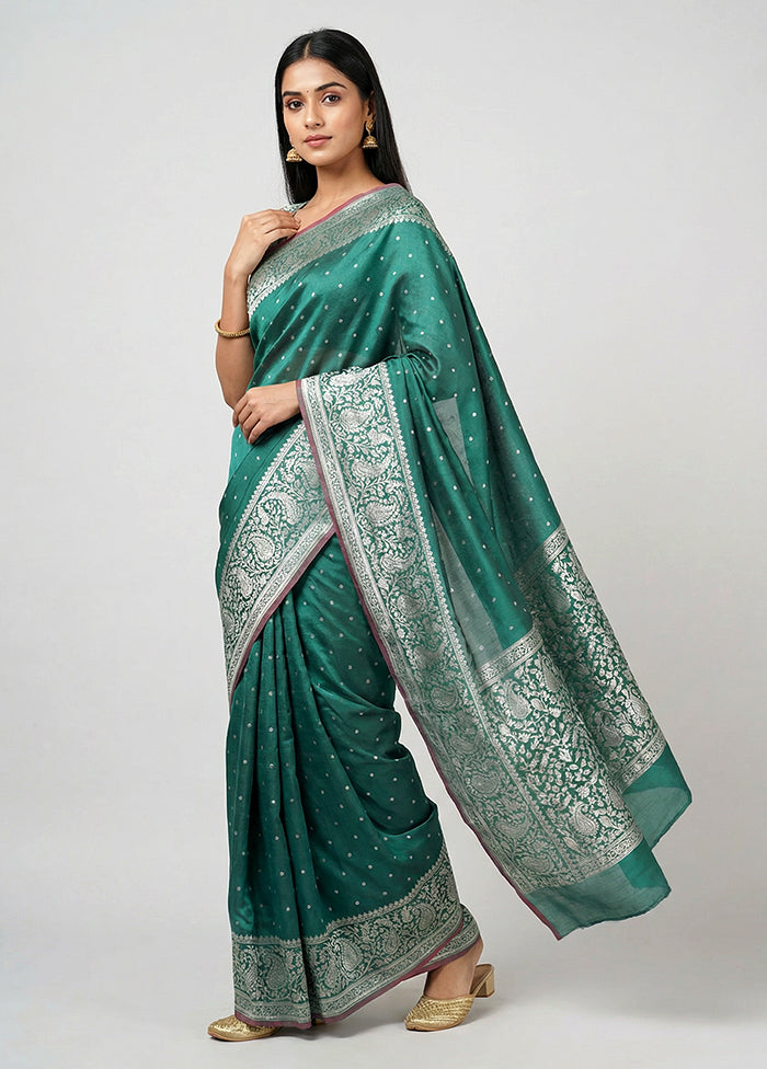 Blue Katan Silk Saree With Blouse Piece