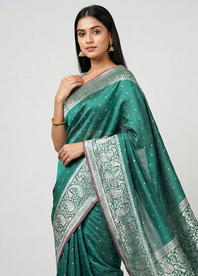 Blue Katan Silk Saree With Blouse Piece