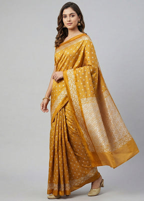Yellow Katan Silk Saree With Blouse Piece