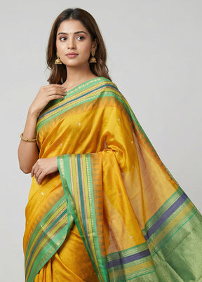 Orange Kanjivaram Silk Saree With Blouse Piece