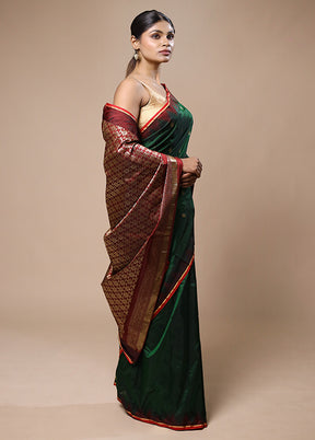 Green Kanjivaram Silk Saree With Blouse Piece