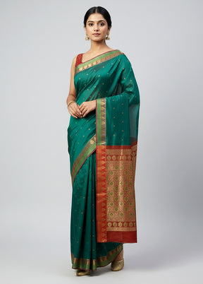 Green Kanjivaram Silk Saree With Blouse Piece