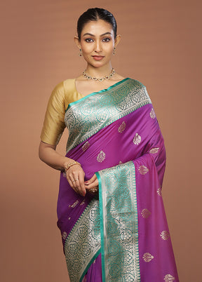 Purple Katan Silk Saree With Blouse Piece